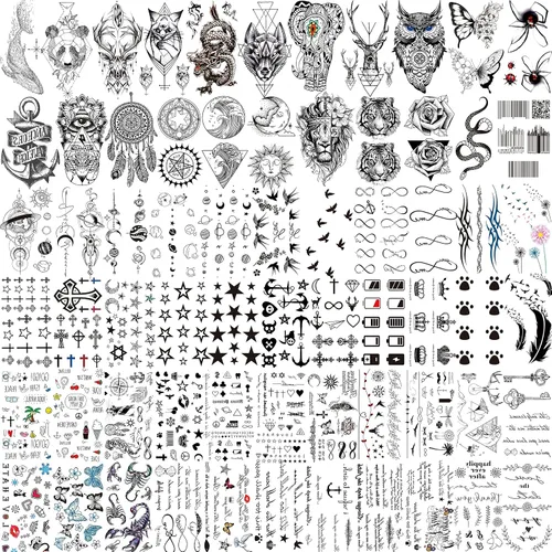 Vista 8 de COKTAK 6 Piezas/Lote Adhesivos Temporales Únicos de Henna Negra para Adultos, Mujeres, Niñas, Pluma, Mandala, Flor, Arte Corporal, Tatuajes Grandes