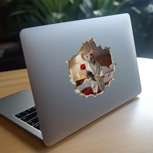 Vista 8 de Calcomanía de pared 3D con agujero de ratón para regalo del día de San Valentín