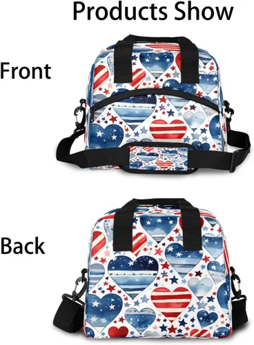 Vista 6 de Lonchera con bandera británica estadounidense, para mujeres, adultos, hombres, reutilizable, linda, lonchera de mano, bolsas enfriadoras