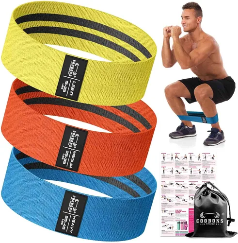 Vista 9 de Bandas de resistencia de tela para entrenar - Bandas de ejercicio para mujeres y hombres, bandas de trasero para piernas y glúteos, yoga, pilates