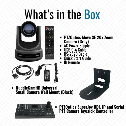 Vista 7 de PTZOptics Move SE 20x 1080p Full HD PTZ Advanced PTZ Auto-Tracking Pan Tilt Zoom Cámara (gris) Bundle SuperJoy Serial PTZ Cámara Controlador