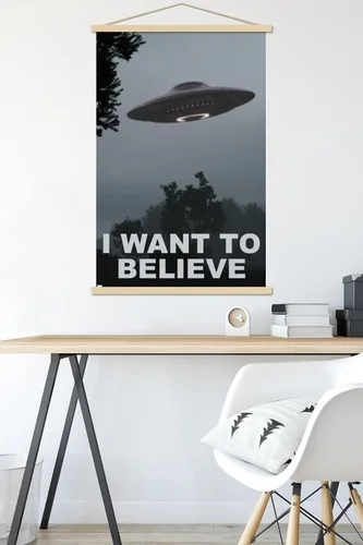 Vista 5 de Trends International Póster de pared con marco magnético "I Want To Believe
