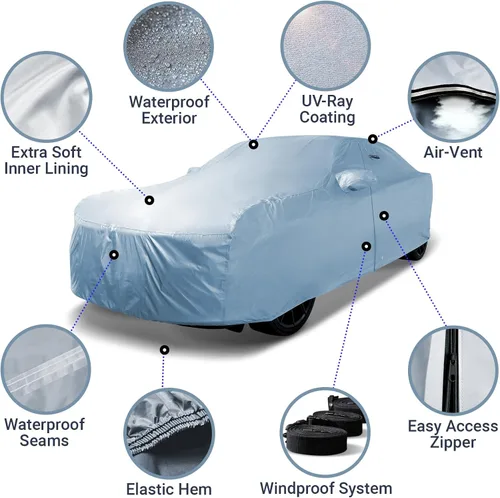 Vista 4 de Compatible con Chrysler PT Cruiser Convertible 2005-2008 Funda para automóvil de ajuste perfecto acolchada exterior completo impermeable Fundas