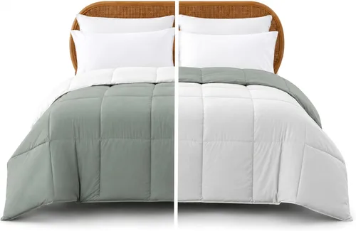 Vista 17 de Modern Threads Edredón reversible alternativo de microfibra de plumón blanco/blanco, King