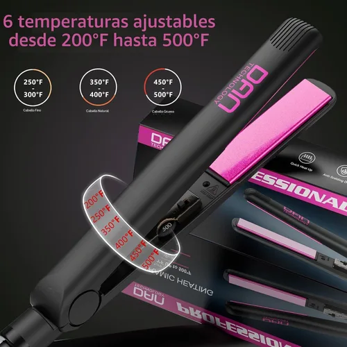 Vista 3 de DAN Technology Plancha plana de cerámica de 1 pulgada, plancha de pelo de temperatura ajustable de 500 grados, calentamiento rápido, doble voltaje