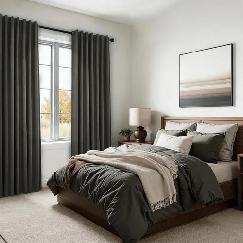 Vista 85 de Topfinel cortinas opacas de lino beige y blanco de 63 pulgadas de largo, 2 paneles para ventana pequeña, estilo natural de abedul bohemio y rústico