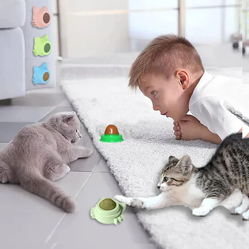 Vista 3 de Cat Toys - Juego de 4 juguetes de hierba gatera, bola de pared