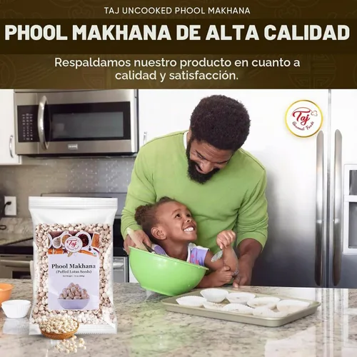 Vista 7 de TAJ Uncooked Phool Makhana - Paquete a granel de 14 onzas, nuez de zorro, semillas de loto reventadas
