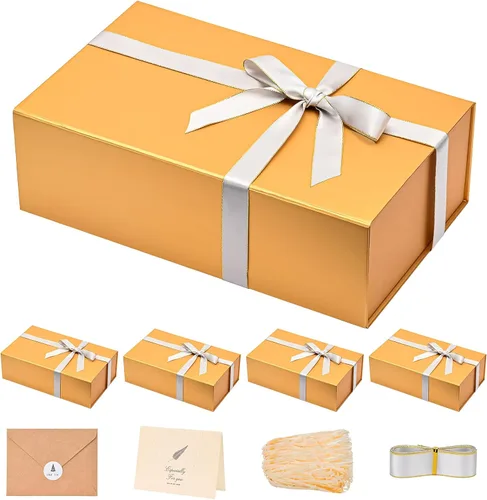 Vista 65 de LIFELUM Square Gift Box with Magnetic Lid, Card, Sticker, Ribbon, Shredded Paper Filler for Business, Wedding, Birthdays