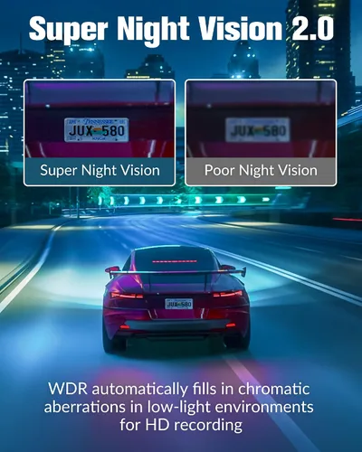 Vista 6 de 3 Channel Dash Cam Front and Rear Inside,1080P Full HD 170 Deg Wide Angle Dashboard Camera with 32GB SD Card,2.0 inch IPS Screen,Built in IR Night