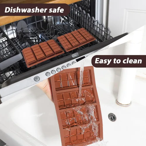 Vista 8 de Webake Molde de barra de chocolate profundo para relleno, molde de silicona para chocolate para rellenar chocolate, caramelos, cera derretida