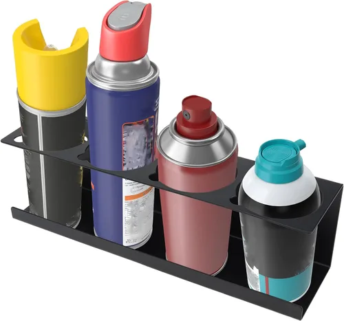Vista 6 de RealPlus Soporte para latas de aerosol, organizador de 4 latas, soporte de acero resistente montado en la pared para garaje y espacio de trabajo