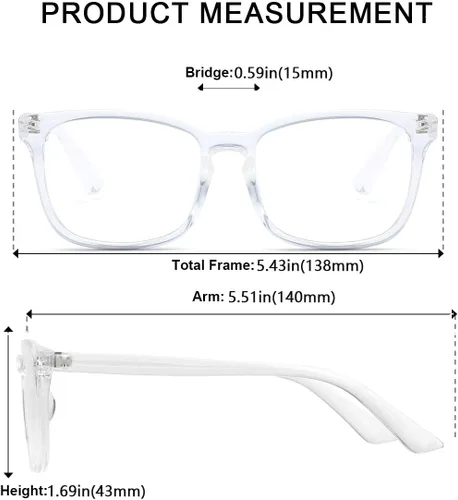 Vista 5 de Gafas cuadradas unisex con estilo sin receta