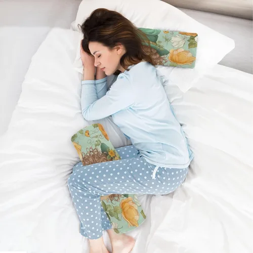 Vista 6 de Girl in A Hat and Flowers - Almohada cervical redonda para el cuello, almohada extraíble de espuma viscoelástica para dormir, soporte para cuello