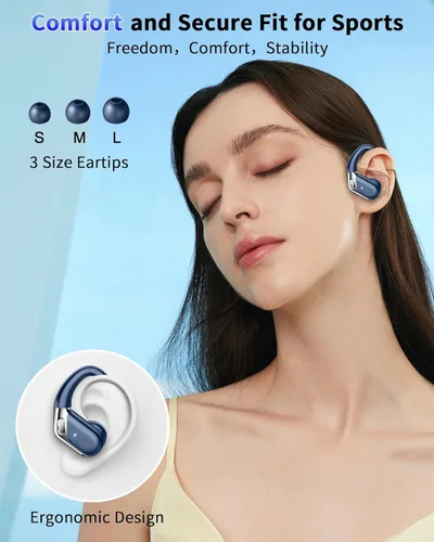 Vista 6 de Auriculares inalámbricos, Bluetooth 5.4 deportivos, sonido de graves profundos de 50 horas con 4 micrófonos ENC con cancelación de ruido, pantalla