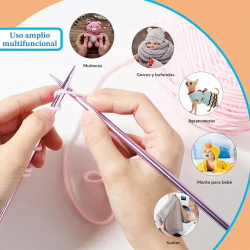 Vista 6 de Weabetfu Juego de 40 agujas de tejer de doble punto de aluminio de 7.9 pulgadas de longitud, kits de tejer para manualidades creativas hechas a mano