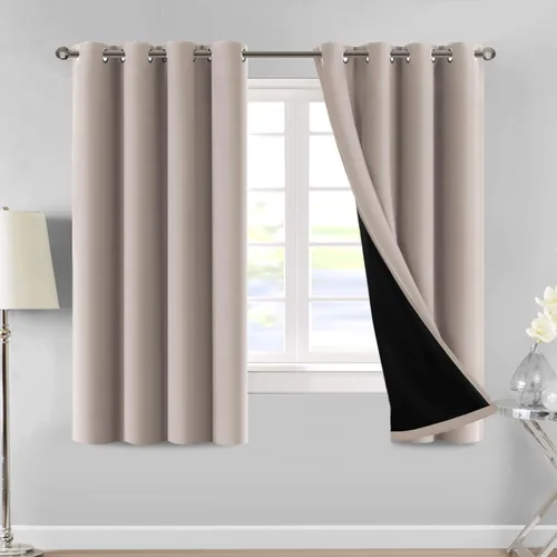 Vista 11 de MeilleMaison Paneles de cortina 100 % opacas para ventana de dormitorio, bloqueo de luz completa, de 84 pulgadas de largo, con aislamiento térmico