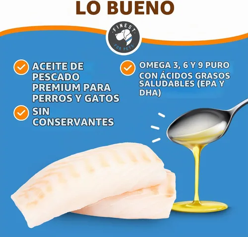 Vista 3 de Aceite de pescado 100% puro para perros y gatos (1,545 mg de Omega 3 por cucharadita) 8 oz. Cargado con EPA y DHA para articulaciones, piel