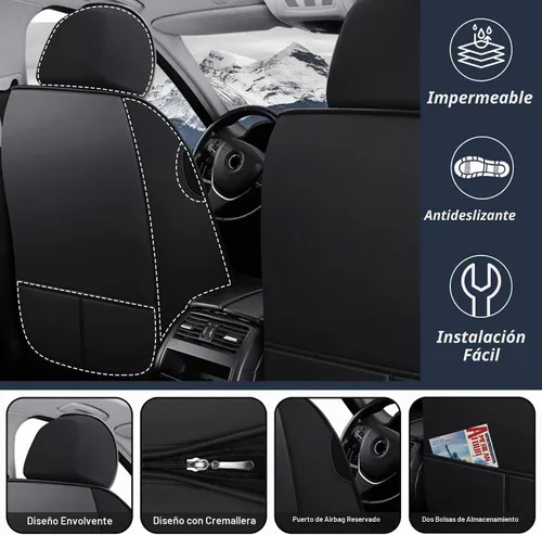 Vista 5 de Funda para Asiento de Auto 7 Plazas para Ford Expedition 2005-2025, Resistente al Desgaste Impermeable Deportiva, Funda de Asiento Deportiva de Negro