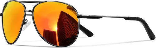 Vista 11 de Gafas de sol polarizadas aviador para hombre y mujer Marco A1-Negro Lente Gris