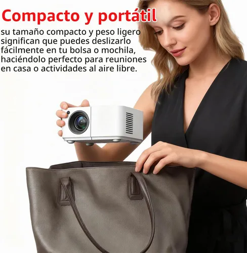 Vista 3 de Mini proyector con WiFi y Bluetooth【Keystone automático y enfoque eléctrico y giratorio】Proyector con soporte integrado Proyector Android adecuado
