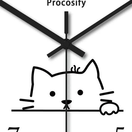 Vista 3 de Reloj de pared de plástico de 8 pulgadas, funciona con pilas, reloj redondo decorativo, gato blanco