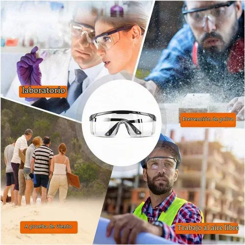 Vista 8 de Paquete de 3 gafas de seguridad, antivaho para los ojos, resistentes a los arañazos 3 piezas Negro