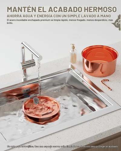 Vista 7 de Tomxcute - Fuente de agua para gatos de acero inoxidable con chapado en cobre de 108 oz/3.2 L