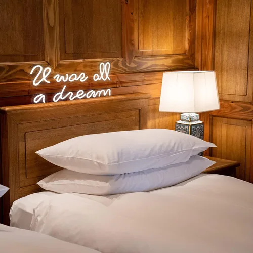 Vista 5 de ATOLS Letrero de neón con texto en inglés «It Was All a Dream» para decoración de pared, funciona con pilas o USB, con texto en inglés «It Was All a