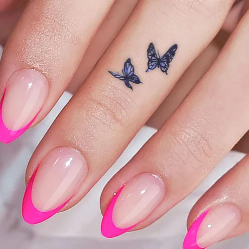 Vista 10 de Uñas postizas cortas a presión, uñas postizas de otoño con punta francesa, color marrón, cobertura completa, con diseños de remolinos marrones, uñas