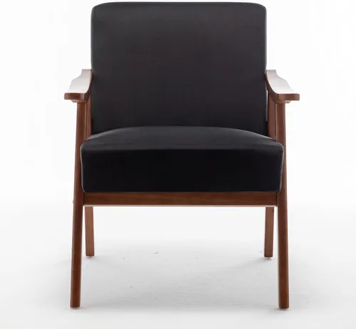 Vista 3 de Container Furniture Direct Silla decorativa con tapicería de microfibra y marco de madera maciza, muebles de sala de estar clásicos de mediados