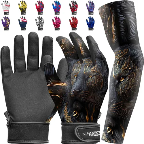 Vista 9 de Guantes de bateo para jóvenes de Exxact Sports con mangas para brazos para niños y niñas, guantes de béisbol para niños para bateo de sóftbol, T-Ball