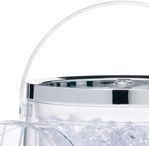 Vista 3 de BarCraft Cubo aislado de plástico con pinzas y tapa para hielo, 2,5 l, transparente