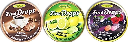 Vista 2 de Fine Drops - Paquete variado de caramelos duros de frutas importados de Austria, paquete de 3