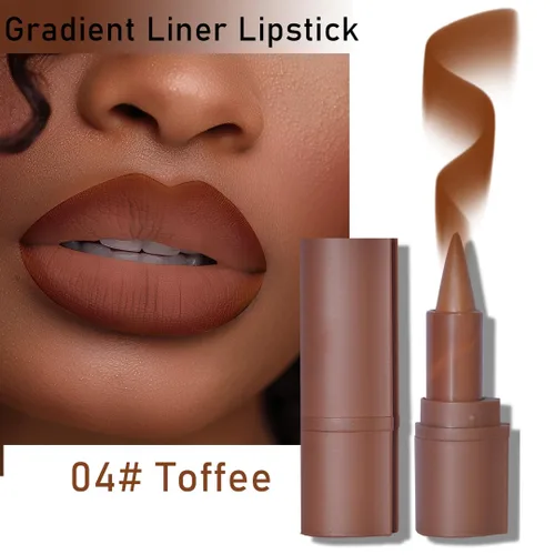 Vista 90 de BAISEN DIARY 2 en 1 doble punta mate delineador de labios y brillo de labios, lápiz combinado de labios marrón nude degradado, delineador de labios