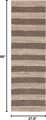 Vista 2 de SAFAVIEH Natural Fiber Collection NFB653Z - Alfombra de pasillo, 2 pies 3 pulgadas x 8 pies, color negro y natural, hecha a mano, estilo bohemio