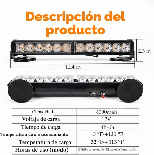 Vista 2 de Luces de emergencia inalámbricas Bar Beacon Led luz de advertencia