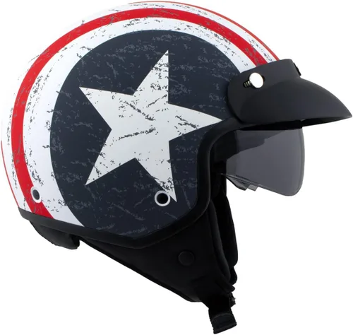 Vista 5 de Casco Milwaukee MPH9701DOT Maverick 3/4 de Cara Abierta con Barras y Estrellas para Motociclista, Casco DOT - Pequeño