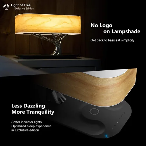 Vista 3 de Ampulla Lámpara de noche con altavoz Bluetooth y cargador inalámbrico, modo de sueño, regulable sin pasos, 20.00watts