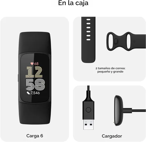 Vista 6 de Fitbit Charge 6 - Rastreador de actividad física con frecuencia cardíaca, GPS, obsidiana