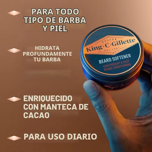 Vista 7 de King C. Gillette Bálsamo Suave para Barba, Acondicionamiento Profundo con Mantequilla de Cacao, Aceite de Argán y Mantequilla de Karité