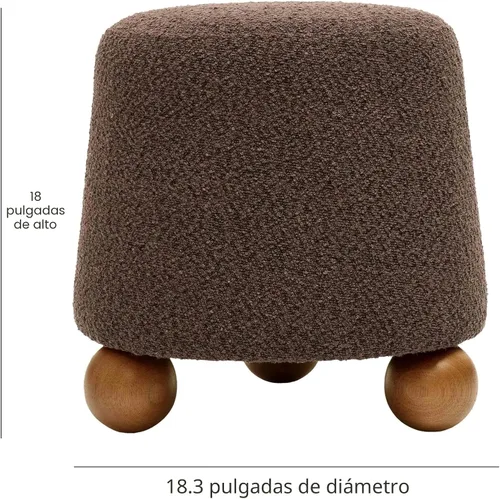 Vista 3 de Tov Furniture Taburete tapizado Jaine (marrón chocolate)