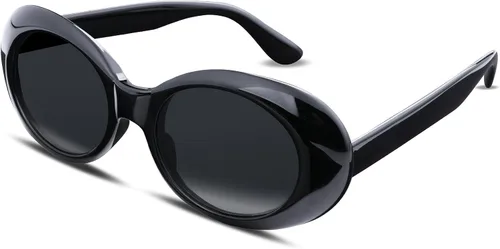 Vista 21 de FEISEDY Gafas de sol blancas ovaladas Clout Goggles para mujeres y hombres, retro, redondas, de moda, con montura, marco de disfraz estilo Clueless