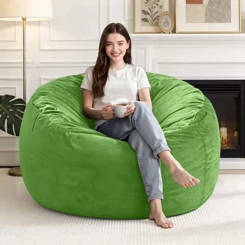 Vista 21 de Silla Puf de 2 Pies con Funda de Terciopelo Ultra Suave Sofá Puf con Espuma con Memoria Sillas Puf de Tamaño Grande Sofá Perezoso para Dormitorio