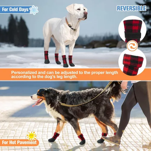 Vista 6 de BEAUTYZOO Calcetines impermeables para perros para evitar que lamen las patas, calcetines navideños para perros para suelos de madera dura