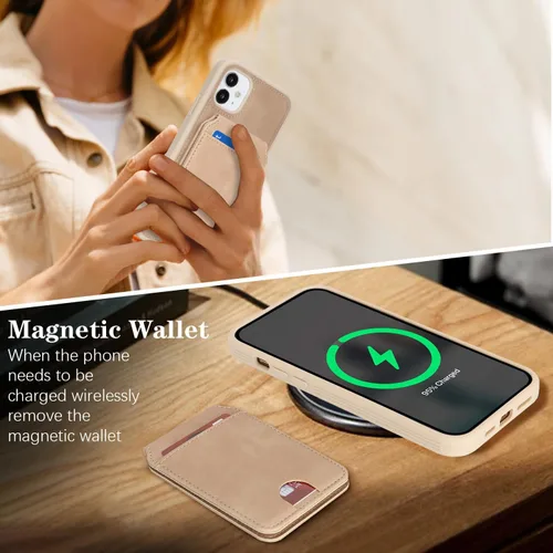 Vista 5 de Havaya Funda compatible con iPhone 11, cartera MagSafe con tarjetero - Funda magnética desmontable 2 en 1 - Ranuras para tarjetas de crédito