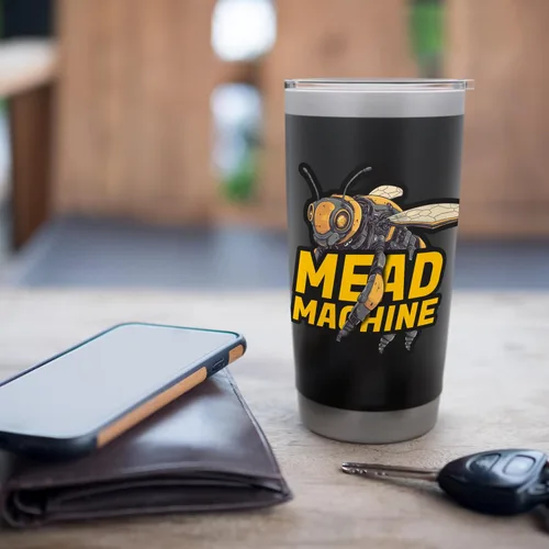 Vista 7 de Mead Machine Mead Making Homebrew Honey Bee - Vaso aislado de acero inoxidable