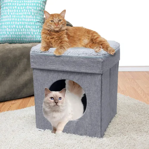 Vista 2 de Kitty City Muebles de cubo para gatos de interior, cubo gris
