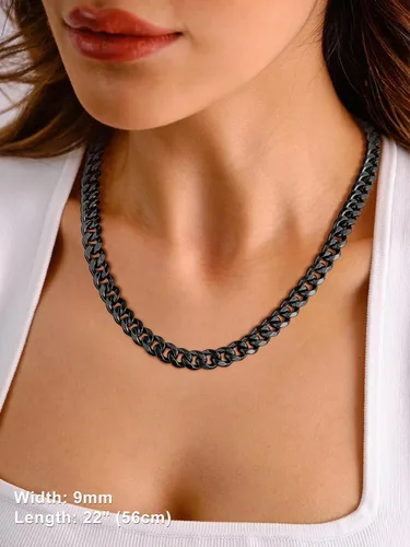 Vista 8 de Suplight Cadena de eslabones cubanos curvados de acero inoxidable 316L chapada en oro, plata, negro, para hombre y mujer, 46, 51, 56, 61, 66, 71