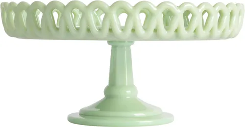 Vista 4 de Martha Stewart Highbrook 8.5" Handmade Jadeite Glass Cake Stand Verde (8.5")